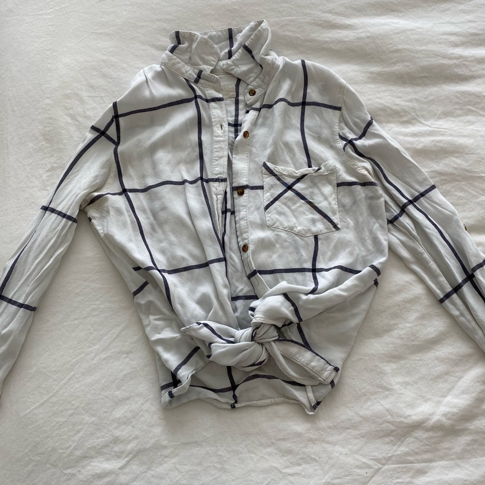 Button Down Windowpane Top